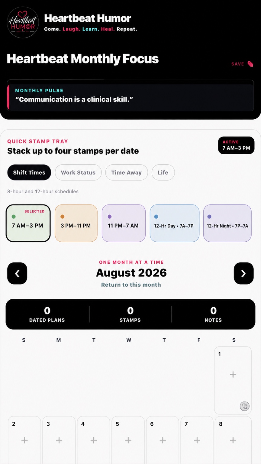 Elite Nurse Shift Tracker monthly calendar preview